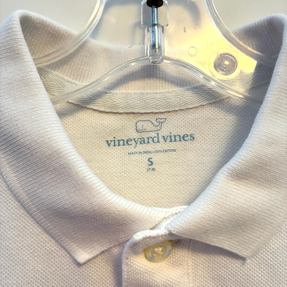 Vineyard Vines Kids Classic Pique Polo White Cap Size S (7-8) - Picture 4 of 5